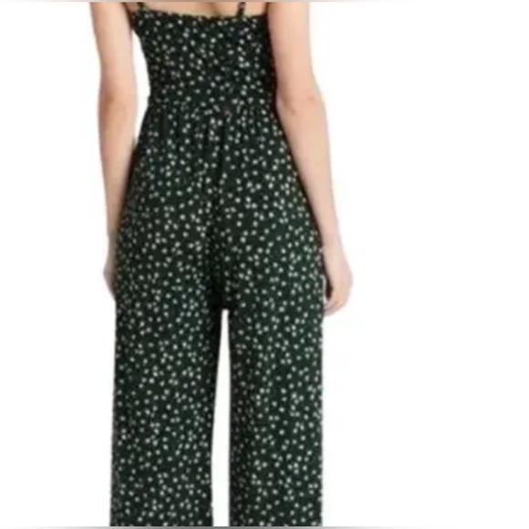 Kaileigh Dark Green Floral Spaghetti-Strap Jumpsuit - Picture 3 of 8